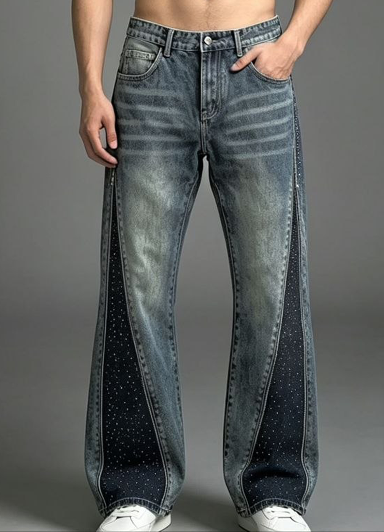 JEANS FLARED STRASS BLU DENIM - ART. AD8875