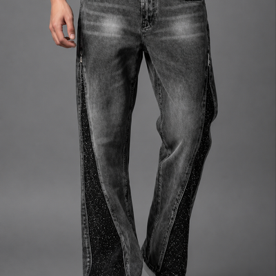 JEANS FLARED STRASS NERO - ART. AD8872