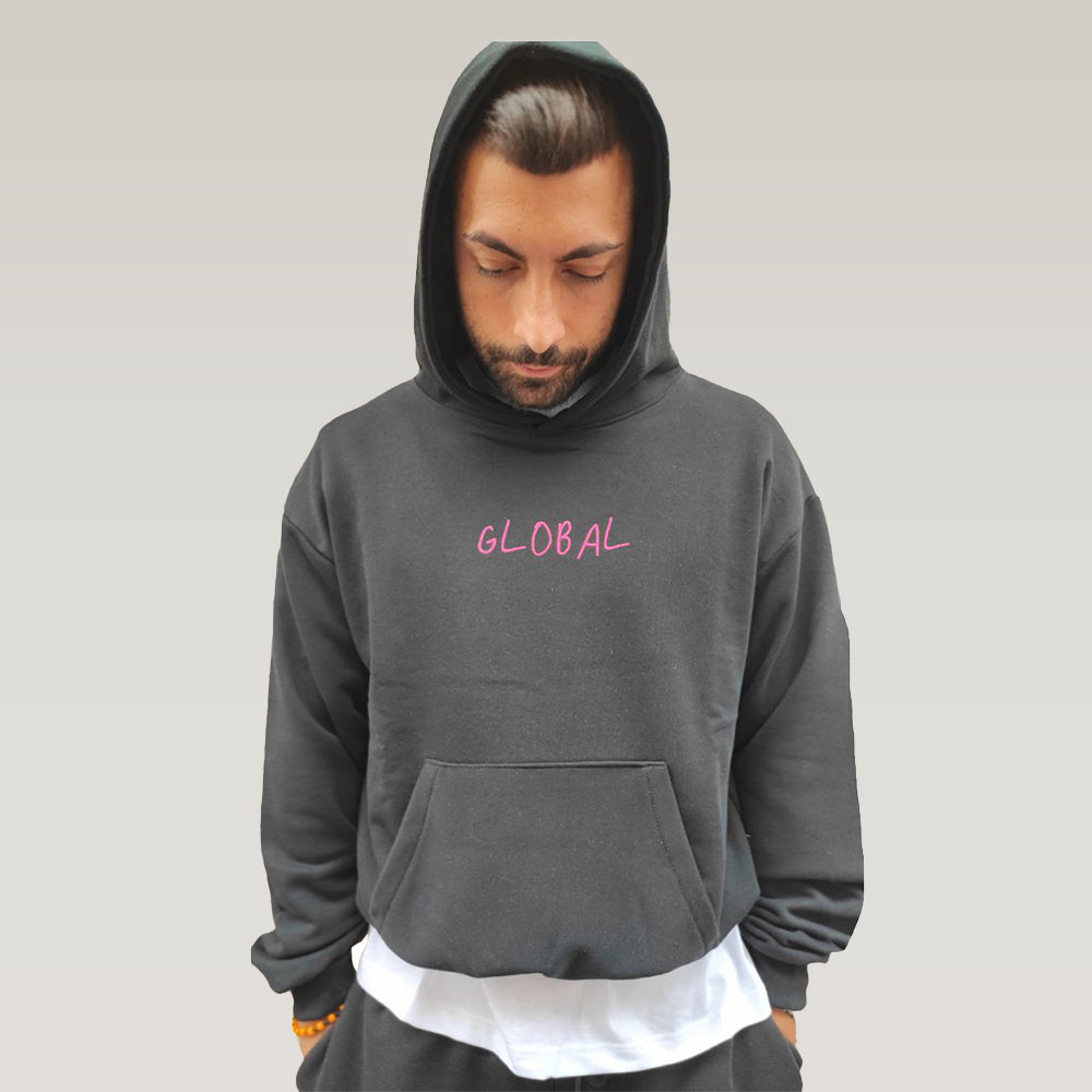 Felpa cropped Writer - Piombo/Fuxia